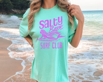 Mermaid Shirt, Salty Babe Surf Club Shirt, Comfort Colors Beach Shirt, Mermaid Core Gift, Surfer Shirt