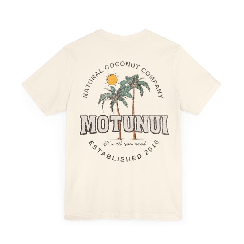 Moana Motunui Coconut Co Shirt Island Girl Coconut Shirt for Disney Vacation Tropical Cruise Shirts for Dad Front and Back Print Natural