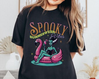 Spooky SummerWeen Vibes T-Shirt, Comfort Colors Summer Halloween Shirt, Funny Monster Shirt, Spooky Season, Cute Halloween Tee,Spooky Summer