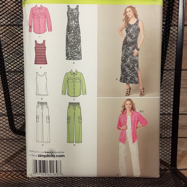 Misses'/Womens' Shirt, Pants, Top and Dress - Uncut Simplicity 2189 2 size variations