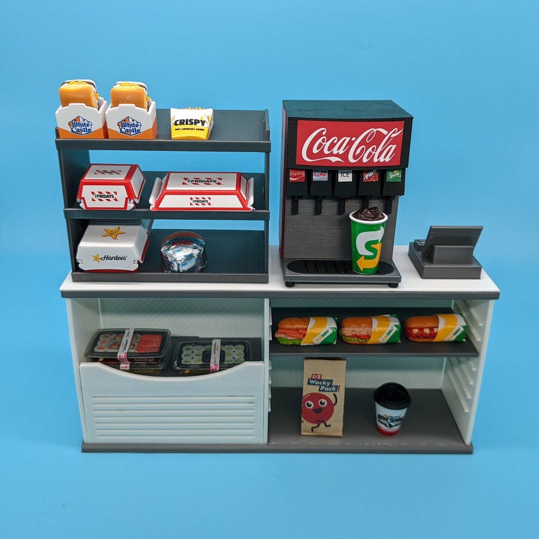 Mini Brands Toy Food Court Fast Food Restaurant Store Checkout Lane for