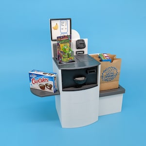 Mini Brands Toy Grocery Store Self Checkout Lane with Register and Credit Card Reader for Mini Brands Toys Shopkins Real Littles nuiMOs