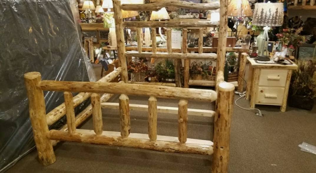 Log bed frame queen best sale