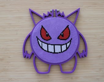 Borduurring met grappig paars spookmonster, 15 cm (5,9 inch), voor kruissteek, borduren, punch needle...