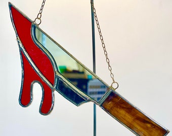 Stained Glass Bloody Knife Halloween Gothic Suncatcher