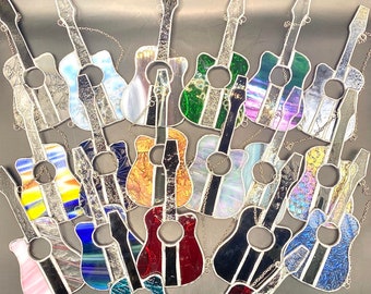 Stained Glass Guitar Suncatcher Ornament Gift Décor