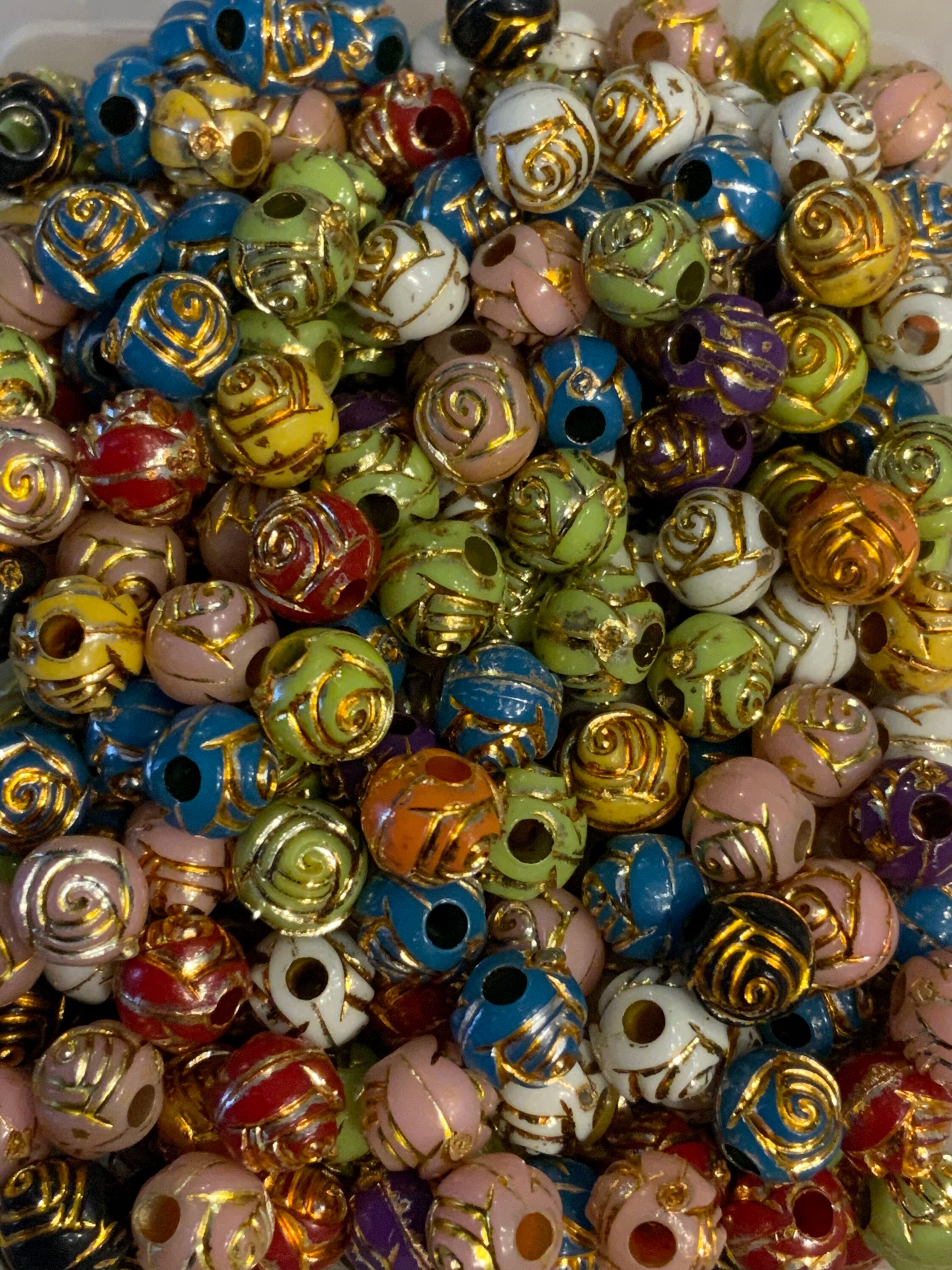 50 beads rose acrylic rose bead beads 6 mm 8 mm colorful Etsy