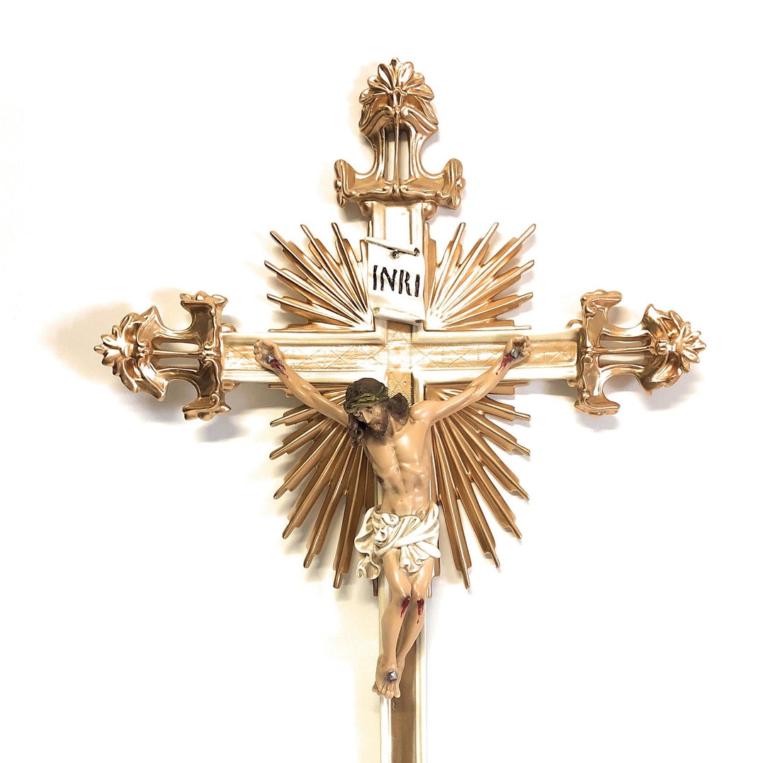 Crucifix Cross in Solid Marble Resin, 78 X 47 Cm - Handcrafted Product ...