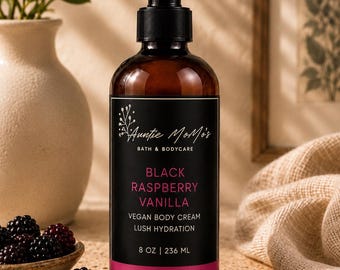 Vegan Body Cream for Dry Skin | Vitamin E Moisturizer | Choose Your Scent | Handcrafted Skincare | 8 oz Pump
