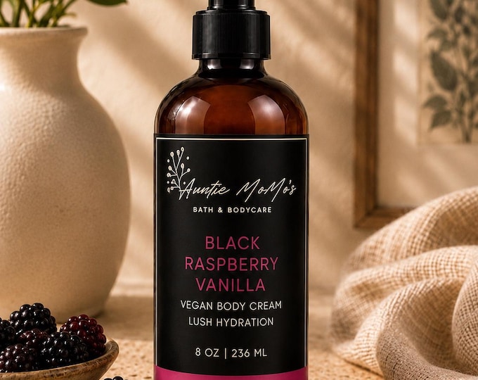 Vegan Body Cream for Dry Skin | Vitamin E Moisturizer | Choose Your Scent | Handcrafted Skincare | 8 oz Pump