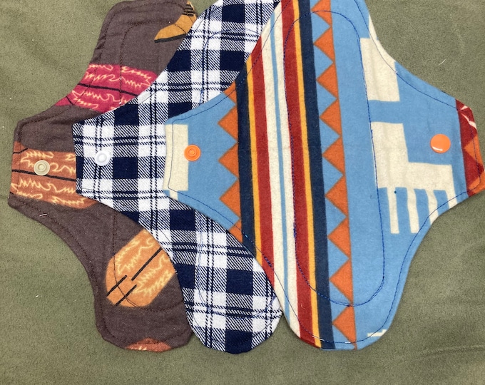 Set of 3 Cloth Menstrual Pads, Panty Liners