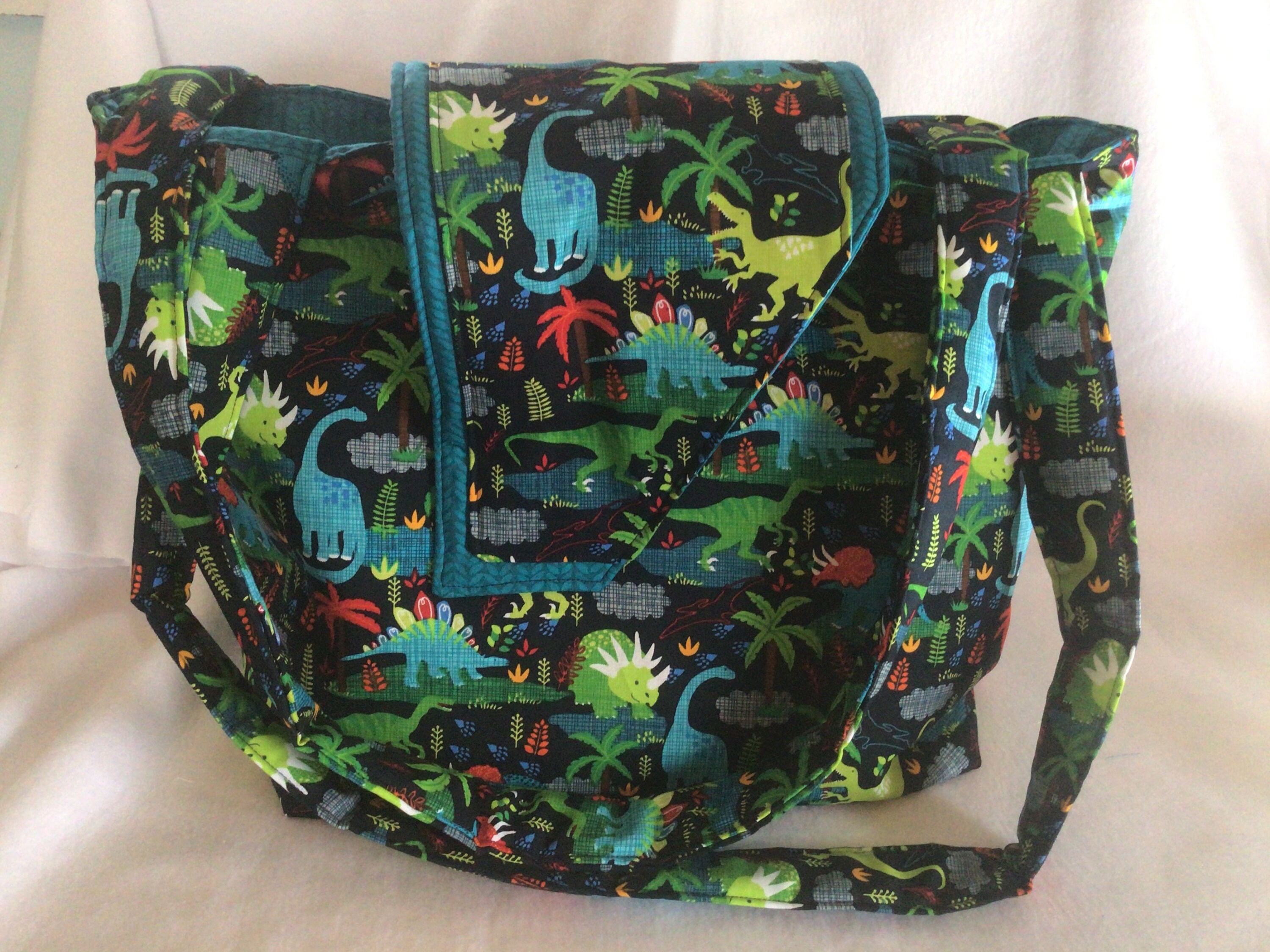 Custom Made Dinosaur Diaper Bag/ Tote Bag. 6 interior pockets to hold ...