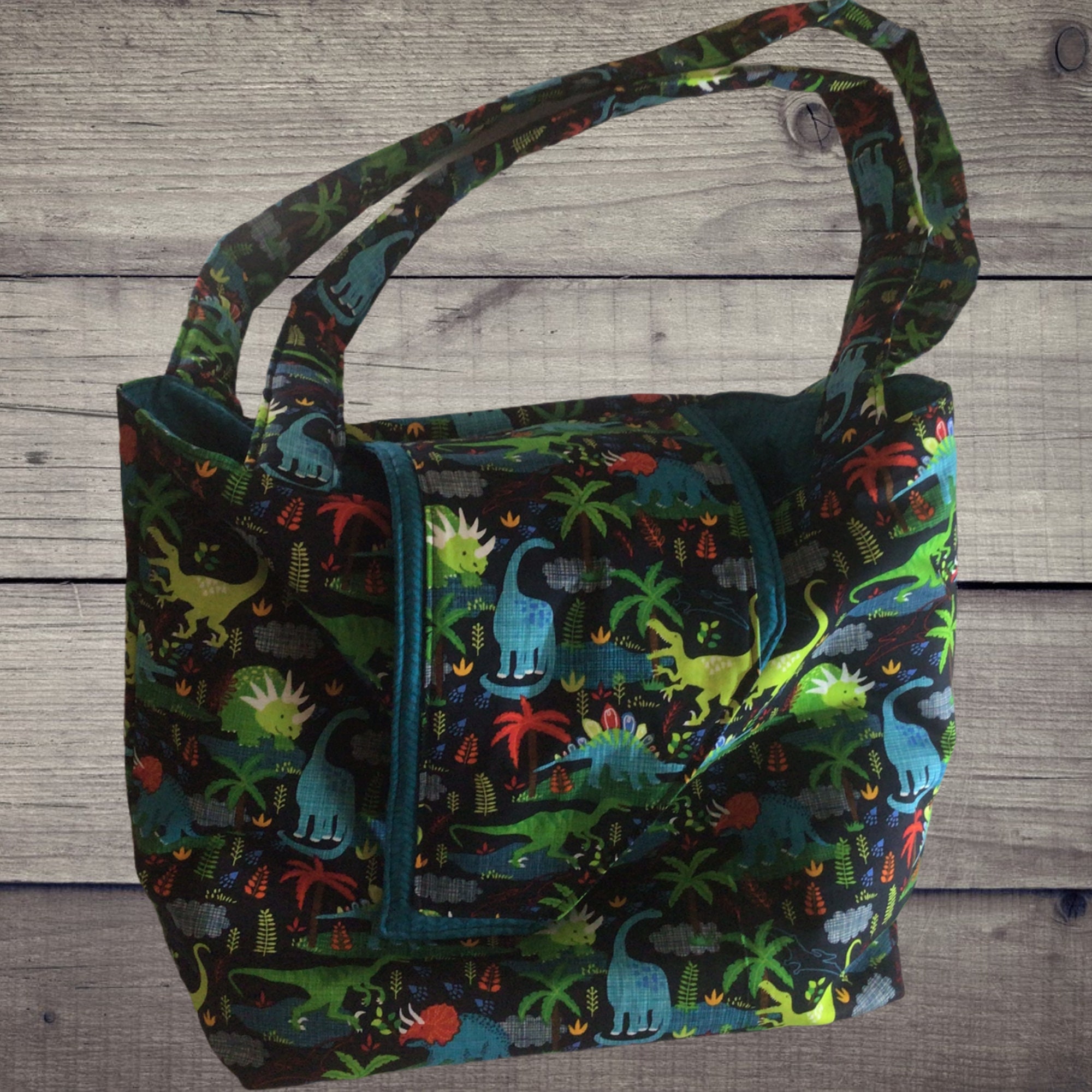 Custom Made Dinosaur Diaper Bag/ Tote Bag. 6 interior pockets to hold ...