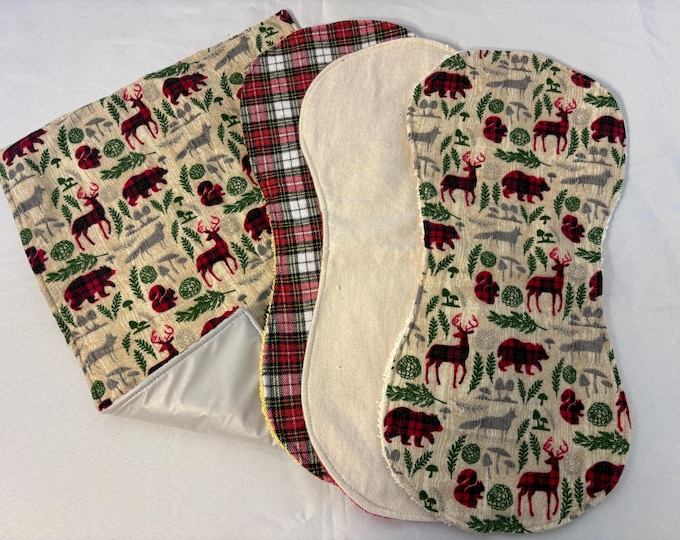 3 Flannel Burp Cloths and Waterproof Changing Mat set