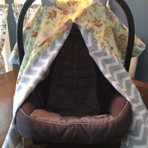 Infant Car SeatCanopy/ Baby Seat Cover, Peek-a-boo opening, Reversible, Multi-Functional, Snap Handles
