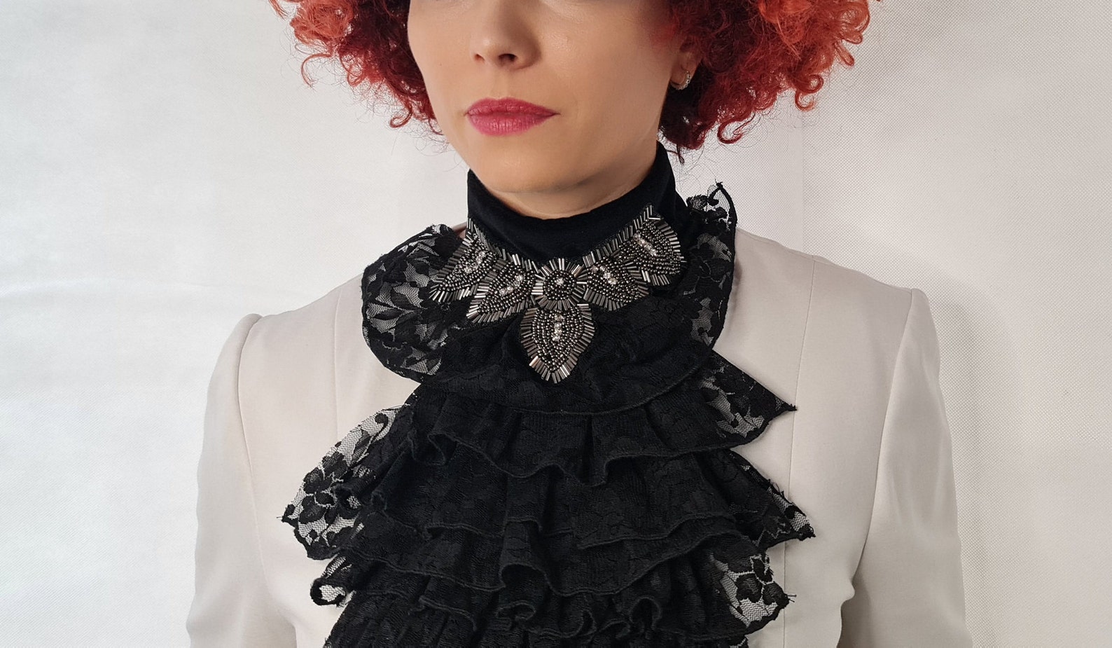 Unique Jabot Victoarian Wedding Collar Wearableart Ruffled Etsy