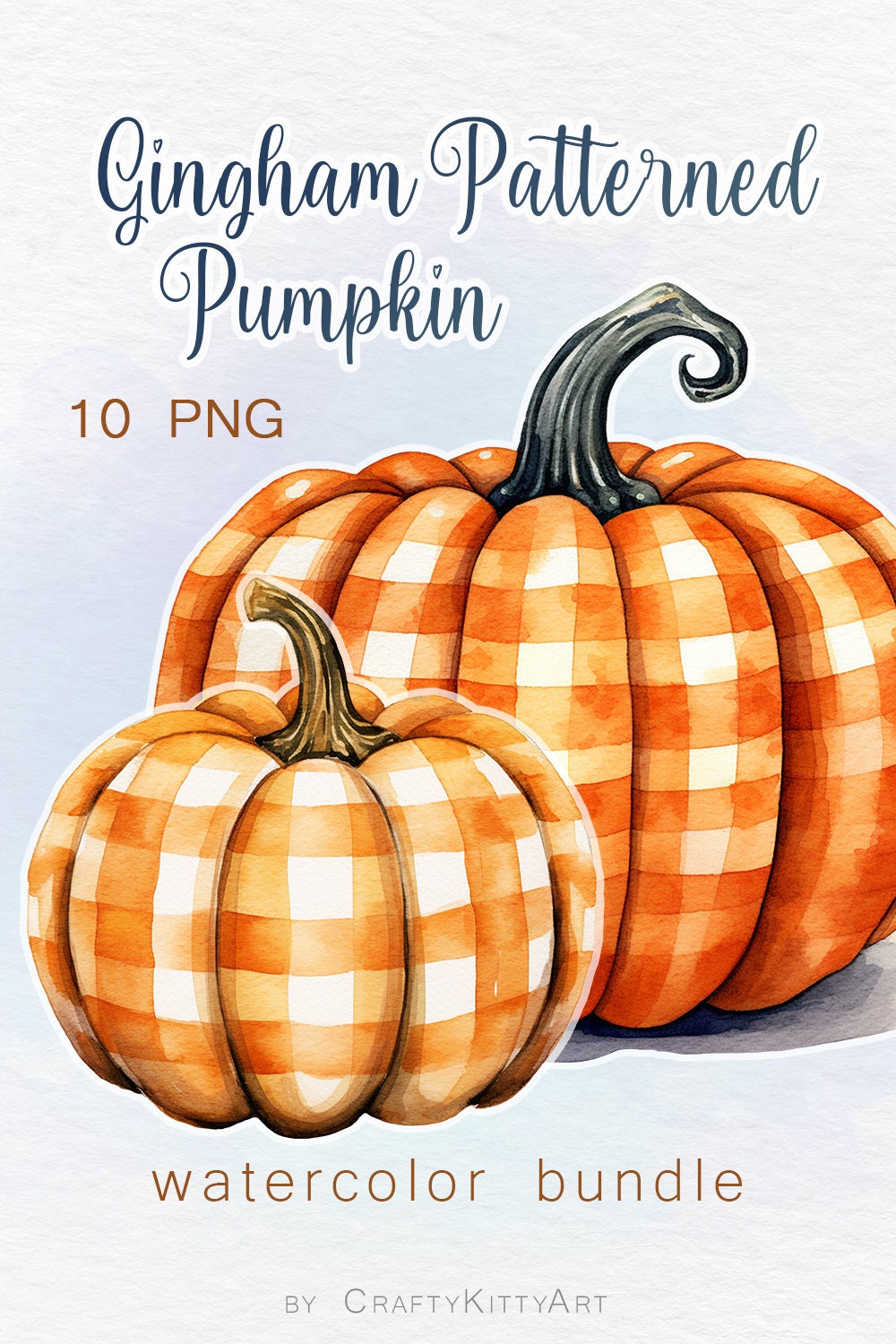 Watercolor Gingham Pumpkin Clipart Bundle. Digital PNG - Etsy