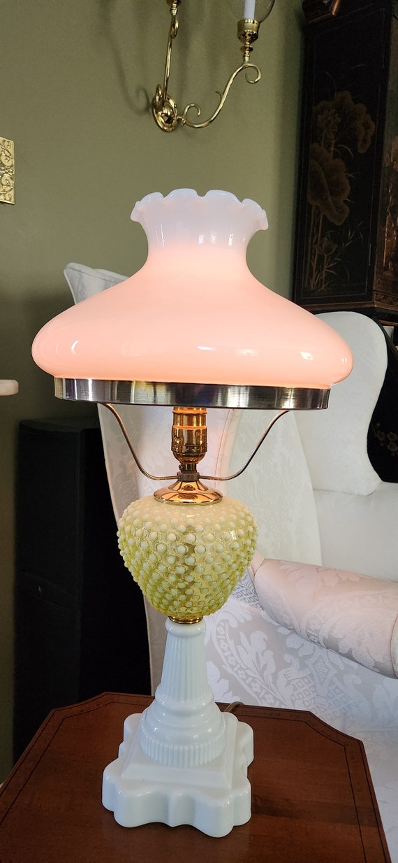 Vintage Electric Table Lamp Vaseline Hobnail Etsy Australia