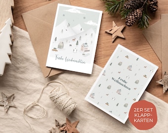 Set of 2 Christmas cards – A6 folding cards | Merry Christmas | Christmas, Winter, Advent