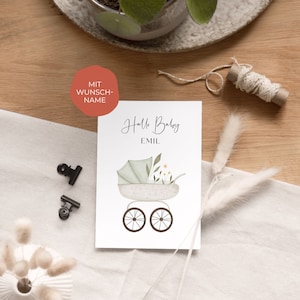 Carte de naissance personnalisée / carte A6 « Hello Baby » | carte de voeux d'anniversaire neutre pour filles et garçons | personnalisable