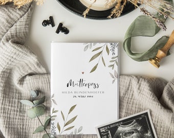 Cover maternity record with name | Personalized maternity record cover | Pregnancy gift | Maternity record flower design | Protective cover maternity record