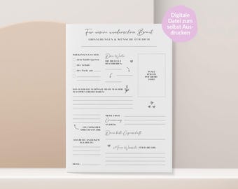 JGA fill-in card to print yourself | digital download JGA game | fill-in game hen party | memories friends