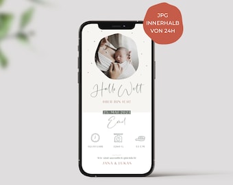 digital birth announcement | Digital birth announcement with photo | personalized birth announcement baby | Birth Announcement | Our baby is here