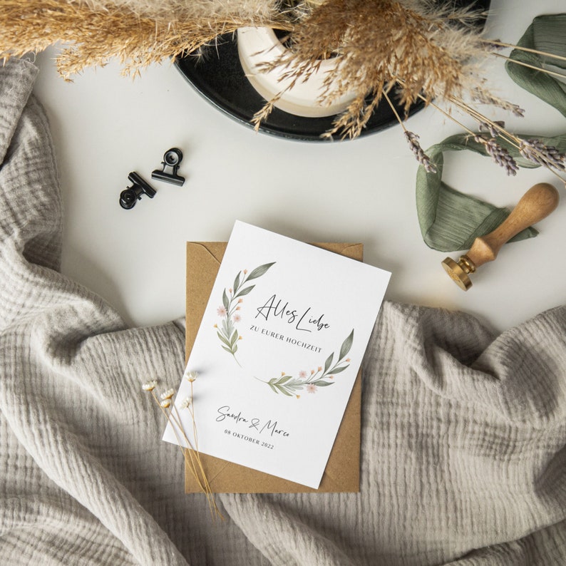 Personalized wedding card / congratulations card A6 "All the best to your wedding" | Congratulations on your wedding | personalized image 1