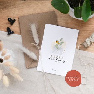 Personalisierbare Geburtstagswünsche / Geburtstagskarte A6 "Sommer" | Flowers, Handmade, Sommer, Grußkarte, Postkarte | personalisierbar