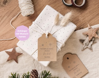 Personalized kraft paper gift tags for Christmas | With your desired name | Kraft paper tags | Christmas design | personalized
