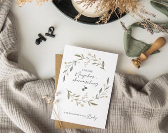 Pregnancy Announcement Card / A6 Card "Our New Year's Surprise" | New Year's Pregnancy Announcement | New Year's Baby
