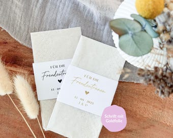 Set of 5 tears of joy banderole wedding, tears of joy wedding, wedding decoration, gold foil, simple design, handkerchief banderole