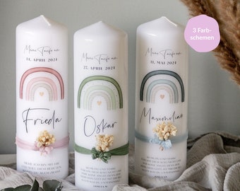 Personalized Christening Candle | Christening | Rainbow Christening Candle | Christening Candle for Boys & Girls | Christening Candle with Dried Flowers | Custom