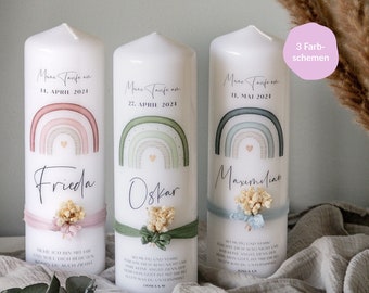 Individual baptism candle | Baptism | Baptism candle rainbow | Baptism candle for boys & girls | Baptism candle with dried flowers | individually