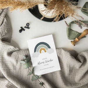Tarjeta de nacimiento / tarjeta personalizable A6 "Pequeño Milagro" | Bebé, tarjeta de felicitación de nacimiento, tarjeta de bebé, niña, niño | personalizable