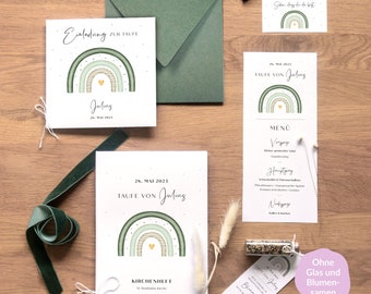 Baptism Invitation Set | Baptism | Rainbow Stationery Set | Invitation, Church Program, Menu Card, Party Favor | Baptism Invitations | Personalized