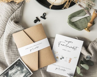 Pregnancy announcement card / Card A6 "Our family is growing" | Pregnancy announcement | We're having a baby | Pocketfold