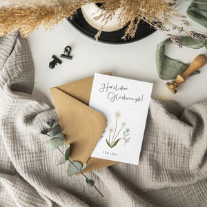 Tarjeta de cumpleaños personalizable con motivo floral / Tarjeta “Felicidades” | Deseos de cumpleaños | flores | personalizable