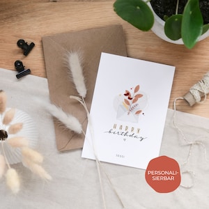 Personalisierbare Geburtstagswünsche / Geburtstagskarte A6 "Herbst" | Flowers, Handmade, Herbst, Grußkarte, Postkarte | personalisierbar