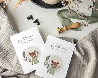Congratulations card for the birth A6 card "Welcome little miracle" | Birth card for girls & boys | Gift birth | customizable