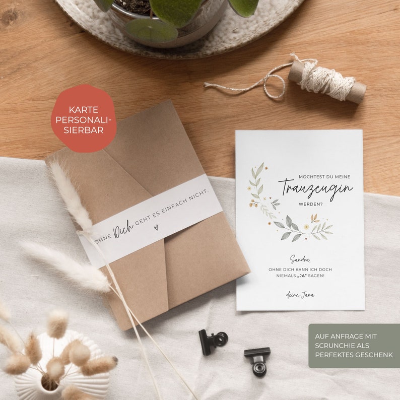 Trauzeugin fragen - die schönsten Ideen & Geschenke + 7 Karten-Vorlagen Personalisierbare Karte Trauzeugin fragen / Karte A6 Bild 1