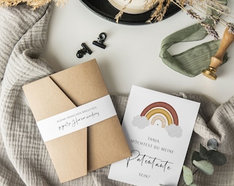 Card A6 "Would you like to be godmother/godfather?" | Card asking godfather or godmother | Pregnancy announcement | personalized