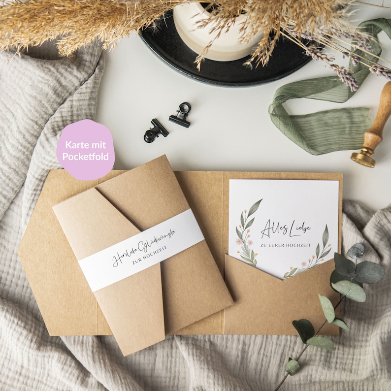 Personalized wedding card / congratulations card A6 "All the best to your wedding" | Congratulations on your wedding | personalized Karte mit Pocketfold