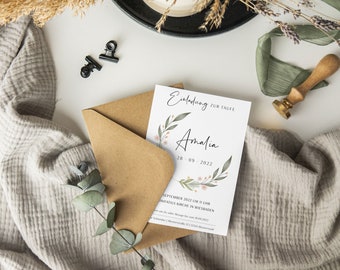 Individual baptism invitation / baptism invitation card | Personalizable baptism card | Invitation with envelope | customizable