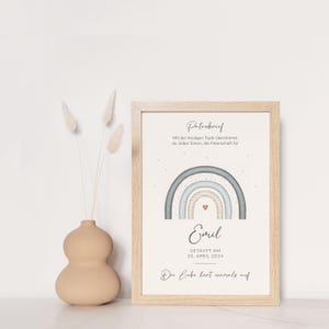 Carta de patrocinio personalizada para bautismo | Motivo del arco iris | Certificado de bautismo individual con nombre | Regalo para madrina/padrino