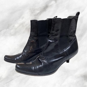 Vintage Miu Miu Leather Kitten Heel Booties