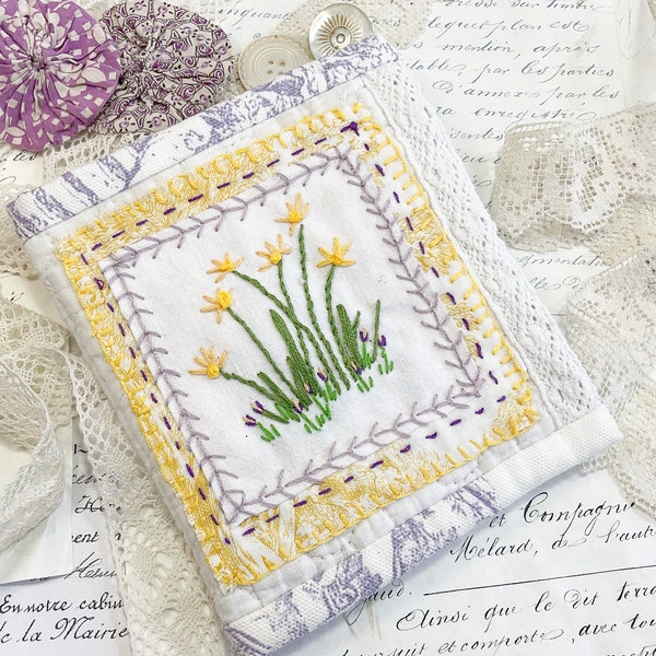Vintage Needle Book Kit, Make Your Own Embroidered Spring Needle Case Sewing Kit, Slow Stitch Kit