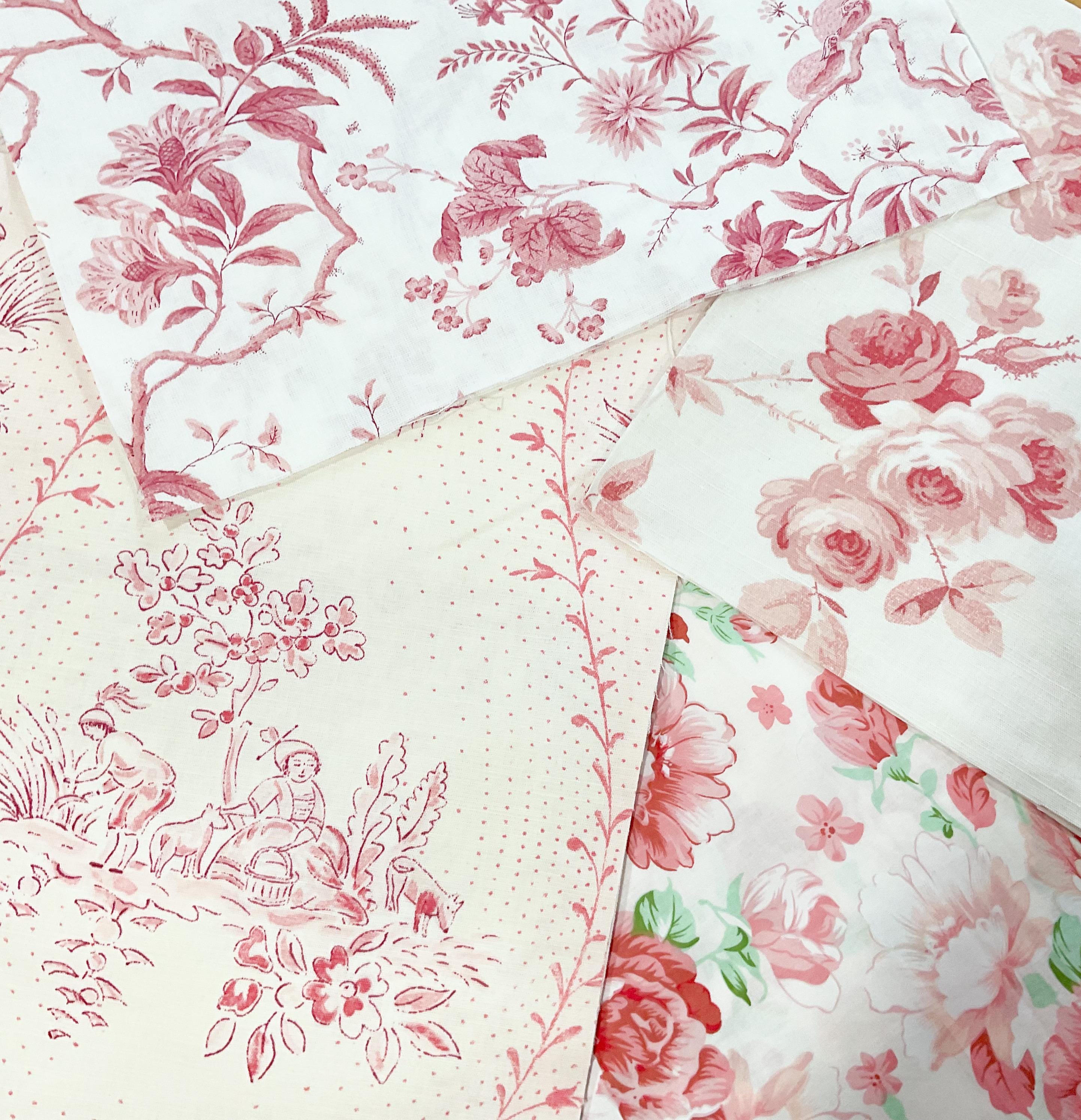 Vintage Floral Fabric Bundle in Pink and Raspberry 4 Pieces for Slow ...
