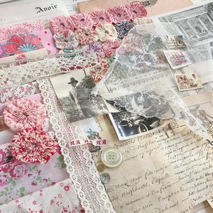 Vintage Journaling Kit: Fabrics, Lace, Ephemera, Buttons for Mixed Media