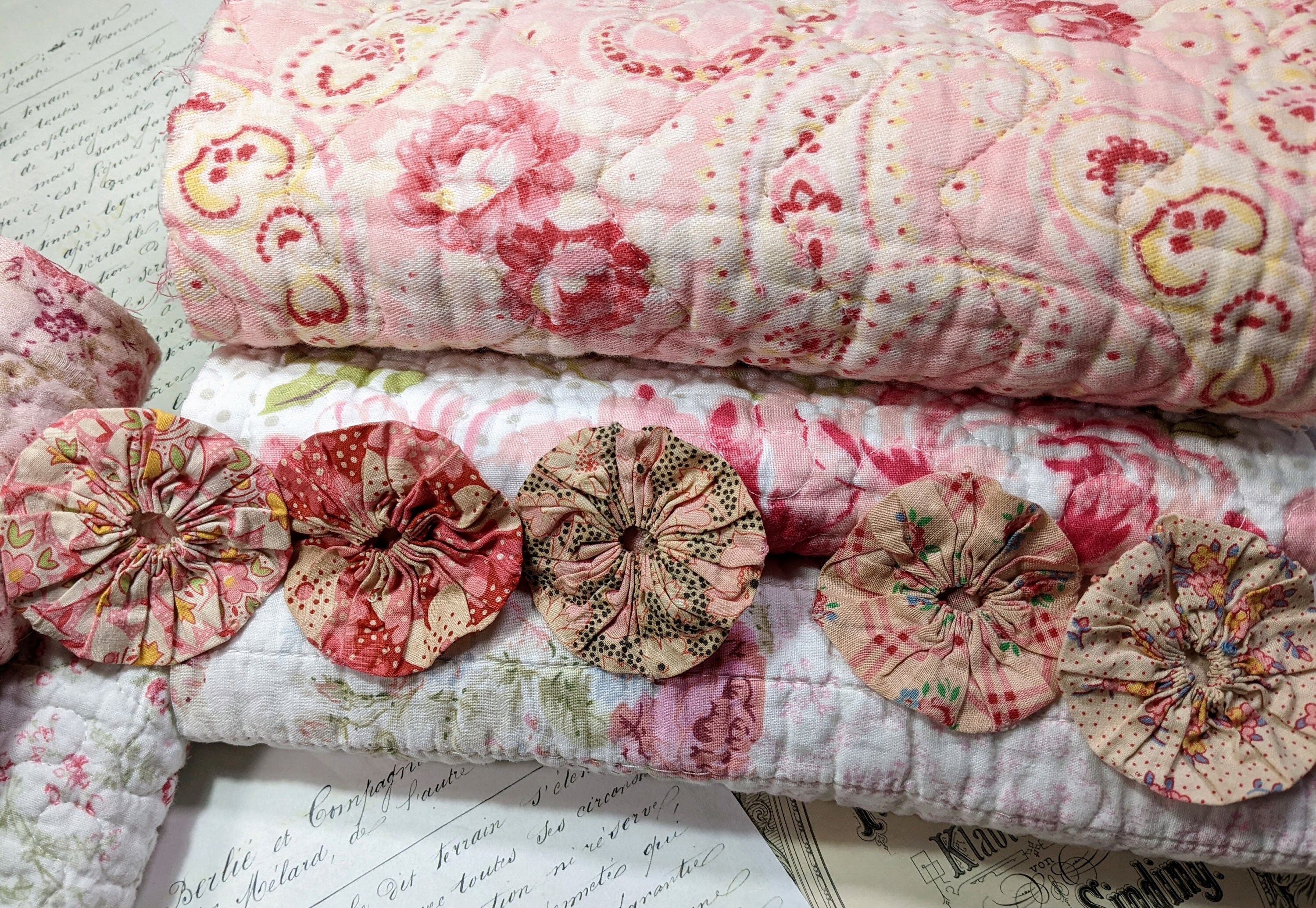 Antique & Vintage Quilt Pieces in Shades of Blush Pink Plus Etsy